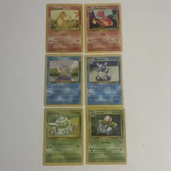 Pokemon Base Set Starter Evolution Lot Charmander Squirtle Bulbasaur LP - Image 1