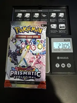23.05g HEAVY Pokemon TCG Prismatic Evolution Booster Pack!Possible GOD/DEMI pack - Image 1