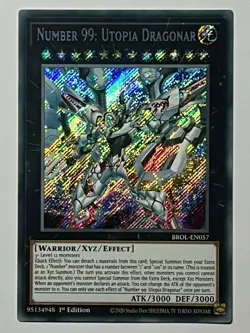 Number 99: Utopia Dragonar BROL-EN057 (NM) Secret Rare 1st Edition YuGiOh! TCG - Image 1