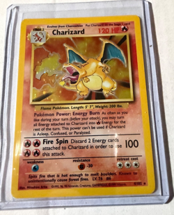 1995 Pokemon Card Charizard 004/102 Base Set Holo Never Used Excellent Condition - Image 1