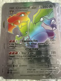 Charizard V Silver Foil Pokemon Card 🔥Fan Art 🔥Card N/M - Image 1