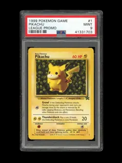 Pokemon PSA 9 MINT 1999 Pikachu Ivy First Black Star League Promo Card #1 - Image 1