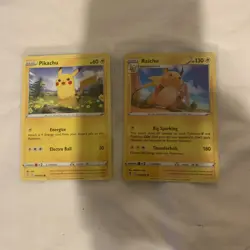 Pokemon - Pikachu & Raichu (holo) Promo Cards From a Brilliant Stars Blister Pac - Image 1