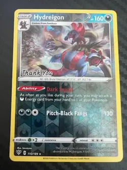 Pokemon TCG Hydreigon 110/189 “Thank You” Stamped Promo Reverse Holo VLP - Image 1