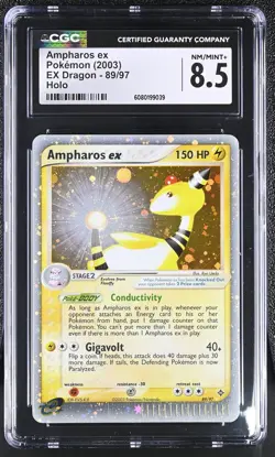 CGC 8.5 Ampharos ex 2003 EX Dragon 89/97 Holo Pokemon Card - Image 1