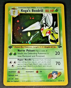 1ST EDITION POKEMON GYM CHALLENGE - KOGA'S BEEDRILL #9/132 - HOLO (EX/NM) - Image 5