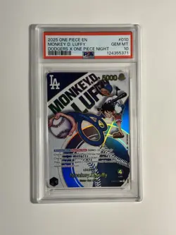PSA 10 GEM MINT One Piece Los Angeles Dodgers Monkey D. Luffy Promo Card English - Image 1