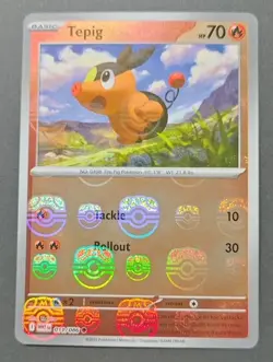 Pokemon TCG Tepig 011/086 Master Ball Reverse Holo SV White Flare - Image 1