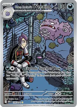 Pokemon TCG Team Rocket's Weezing 199/182 Destined Rivals Illustration Rare Holo - Image 1