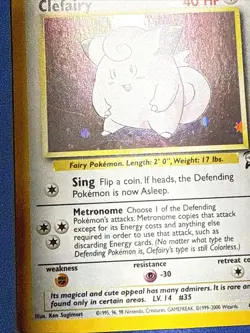 Pokemon TCG Clefairy Doll 6/130 Base Set 2 Holo Pokemon Card LP - Image 3