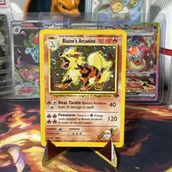 Blaine’s Arcanine 1/132 - 2000 Gym Challenge Holo Pokemon Card *SWIRL* - Image 1