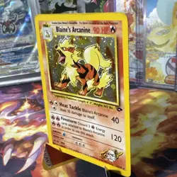 Blaine’s Arcanine 1/132 - 2000 Gym Challenge Holo Pokemon Card *SWIRL* - Image 2