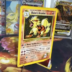Blaine’s Arcanine 1/132 - 2000 Gym Challenge Holo Pokemon Card *SWIRL* - Image 3