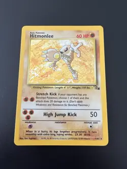 Hitmonlee 7/62 Fossil Unlimited 1999 Pokemon Card Holo Rare NM - Image 1