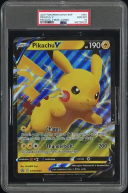 2021 POKEMON JUMBO #061 PIKACHU V PSA 10 POP 39 SWSH BLACK STAR PROMO CARD - Image 1