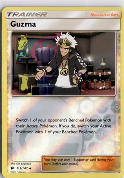 Guzma Reverse Holo SM - Burning Shadows 115/147 Pokemon Card TCG - Image 1