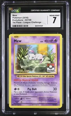 Mew Pokemon 2016 Evolutions 53/108 1st Place League Challenge CGC 7 - 055 - Image 1