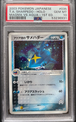 Pokemon 2003 Magma vs Aqua 1st Ed Team Aqua's Sharpedo Holo Rare 035/080 PSA 10 - Image 1