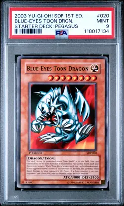 2003 YU-GI-OH! STARTER DECK: PEGASUS 020 BLUE-EYES TOON DRAGON 1ST EDITION PSA 9 - Image 3