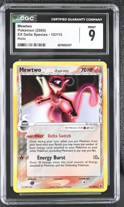 CGC 9 MINT Mewtwo 2005 EX Delta Species 12/113 Holo Pokemon Card - Image 1