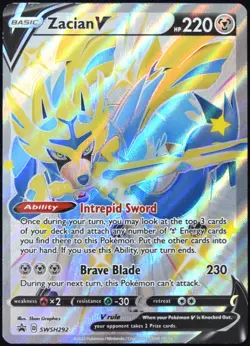 Pokemon TCG Zacian V (Shiny) SWSH292 2023 Black Star Promo Card - LP - Image 1