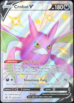Pokemon TCG Crobat V (Shiny) SWSH098 2021 Black Star Promo Card - LP - Image 1