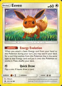Eevee 101/149 Common SM Base Set Pokemon Card MP - Image 1