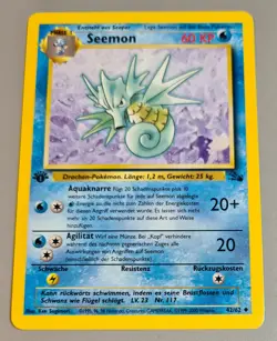 Seemon # 42/62 Uncommon 1.Edition Fossil 2000 Pokemon Deutsch Mint Vintage - Image 1
