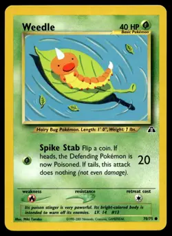 Weedle 70/75 Pokemon Card Neo Discovery Common 40 HP Near Mint H23 - Image 1