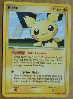 Pichu 21/108 Rare Non-Holo Power Keepers Set Pokemon Card NM - Image 1