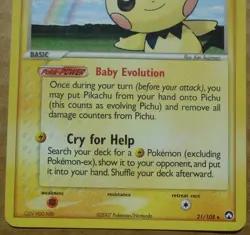 Pichu 21/108 Rare Non-Holo Power Keepers Set Pokemon Card NM - Image 3
