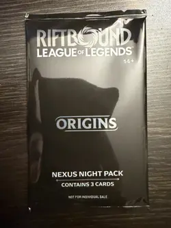 Riftbound Origins Nexus Night Pack Sealed English 3-Card Pack - Image 1