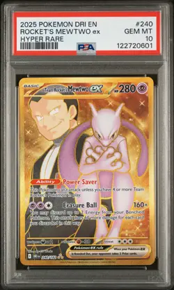 2025 Pokemon Destined Rivals Rocket's Mewtwo EX #240 Hyper Rare PSA 10 GEM MINT - Image 1