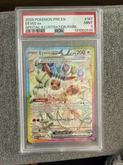 Eevee ex - 167/131 Pokemon Prismatic Evolutions Special Illustration Rare PSA 9 - Image 1