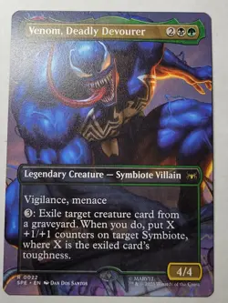 Venom, Deadly Devourer -Borderless- Spider-Man Rare Marvel SPM SPE 22 mtg NM/M - Image 1