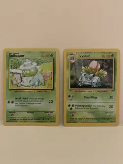 Bulbasaur 44/102 & Ivysaur 30/102 Pokemon Base Set. LP Vintage 1999 - Image 1