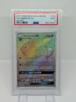 2017 Pokemon SM Base Umbreon GX Secret Rainbow Rare 154/149 PSA 9 Mint - Image 1