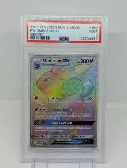 2017 Pokemon SM Base Umbreon GX Secret Rainbow Rare 154/149 PSA 9 Mint - Image 2