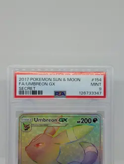 2017 Pokemon SM Base Umbreon GX Secret Rainbow Rare 154/149 PSA 9 Mint - Image 4