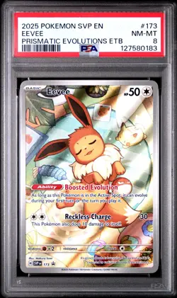 2025 POKEMON SVP EN-SV BLACK STAR PROMO #173 EEVEE PSA 8 - Image 1