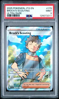 2025 POKEMON JTG EN-JOURNEY TOGETHER ULTRA RARE #179 BROCK'S SCOUTING PSA 9 - Image 1