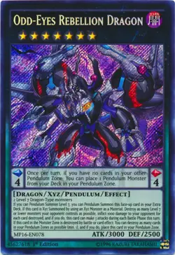Yugioh! LP Odd-Eyes Rebellion Dragon - MP16-EN078 - Secret Rare - 1st Edition Li - Image 1