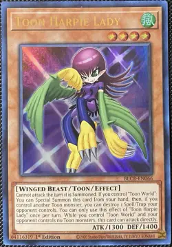 Toon Harpie Lady BLCR-EN066 Battles of Legend: Crystal Revenge 1st Ed Yugioh - Image 1