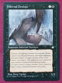 Magic The Gathering ICE AGE INFERNAL DENIZEN black card MTG - Image 1