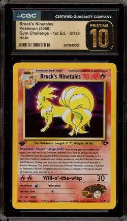 Pokemon Brock's Ninetales Gym Challenge 1st Edition Holo Rare #3 CGC 10 Pristine - Image 1