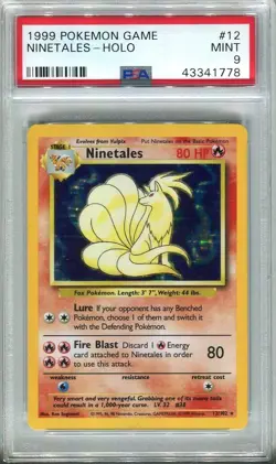 🔥PSA 9 NINETALES HOLO #12 BASE SET WOTC POKEMON 1999🔥 - Image 1