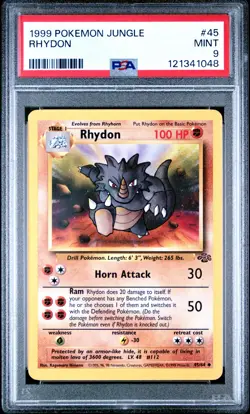 1999 Pokemon Jungle #45 Rhydon PSA 9 MINT - Image 1