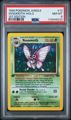 1999 POKEMON JUNGLE 1ST ED #13 VENOMOTH-HOLO PSA 8 - Image 1