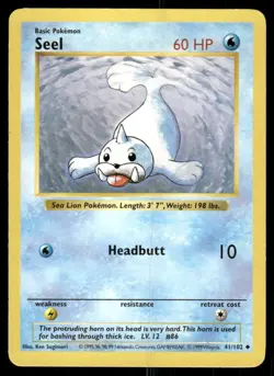 Pokemon Tcg Seel [Shadowless] #41 Pokemon Base Set LP - Image 1