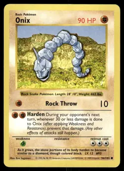 Pokemon Tcg Onix [Shadowless] #56 Pokemon Base Set LP - Image 1